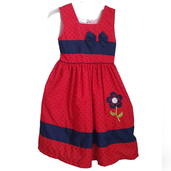 Girls Polka Dot/Flower/Bow Tulle Dress Sz 6 - Picture 1 of 12